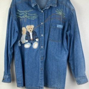 Together Denim Long Sleeve Women's Shirt - Bears